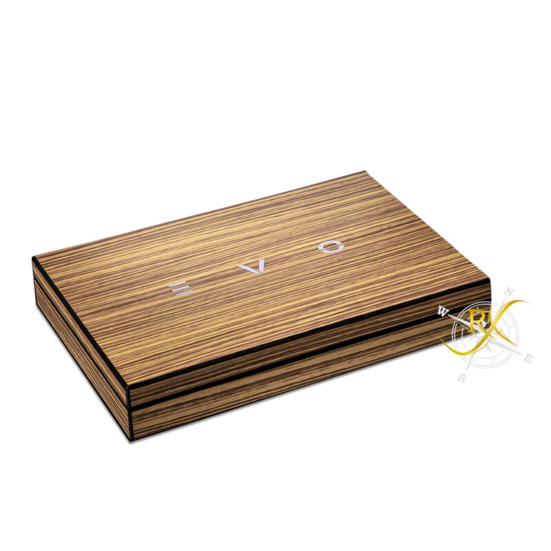 EVO Cigarcase 10 Zebrano Wood gefüllt 5 Evo/5 Fumo 42% Vol. 0,5l